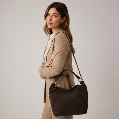 Bolso de serraje doble asa 33x24x11 cm POVE
