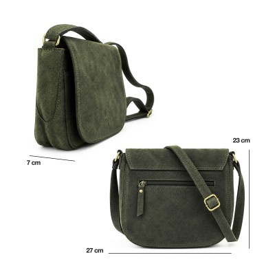 Bolso de serraje bandolera 27x23x7 cm LOLA