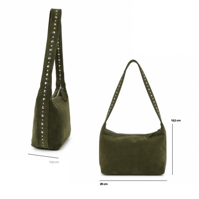 Bolso de serraje con tachuelas 29x18,5x10,5 cm PEPA