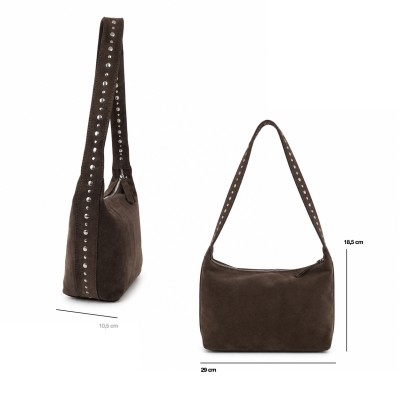 Bolso de serraje con tachuelas 29x18,5x10,5 cm PEPA