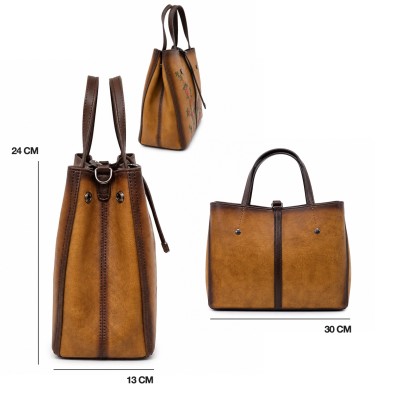 Bolso de piel doble asa 24x30x13 cm FIORI