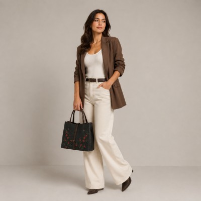 Bolso de piel doble asa 24x30x13 cm FIORI