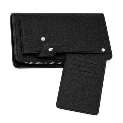 Cartera de mano de piel multiespacio 21,5x11,5 cm