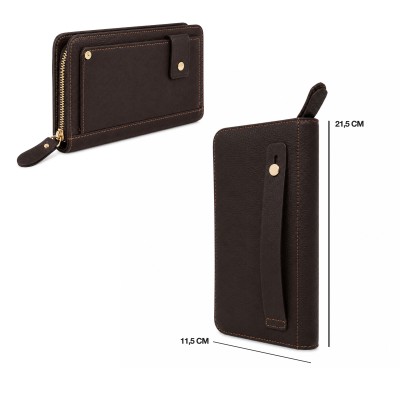 Cartera de mano de piel multiespacio 21,5x11,5 cm