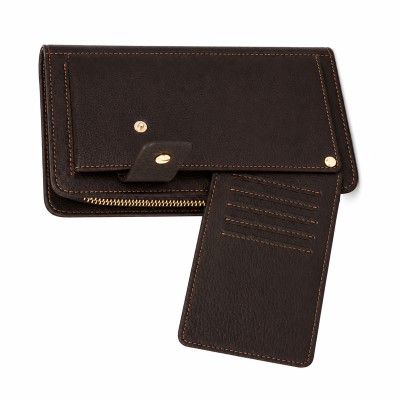 Cartera de mano de piel multiespacio 21,5x11,5 cm