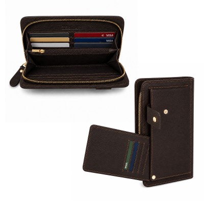Cartera de mano de piel multiespacio 21,5x11,5 cm