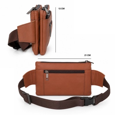 Riñonera de piel rectangular con correa ajustable 21x13 cm