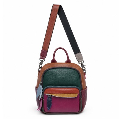 Mochila de piel natural 23x24x9 cm YVON