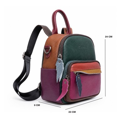 Mochila de piel natural 23x24x9 cm YVON