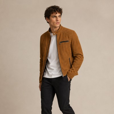 Chaqueta de ante con cremallera modelo LEIVA