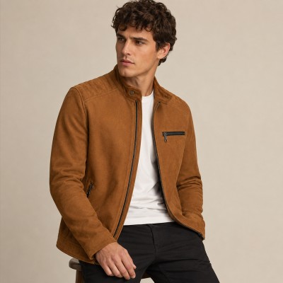 Chaqueta de ante con cremallera modelo LEIVA