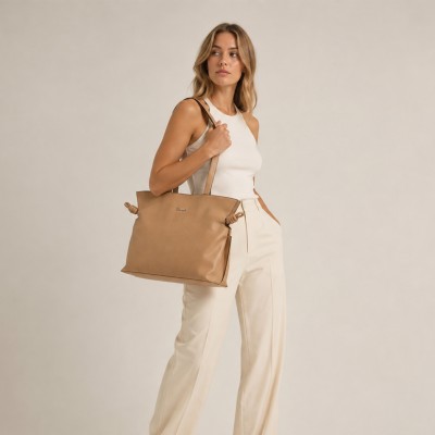 Bolso clutch de hombro grande en piel 40x30x14 cm