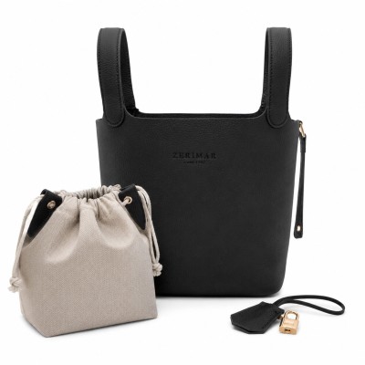 Bolso cesta de mano con candado y llave 22x19x13 cm
