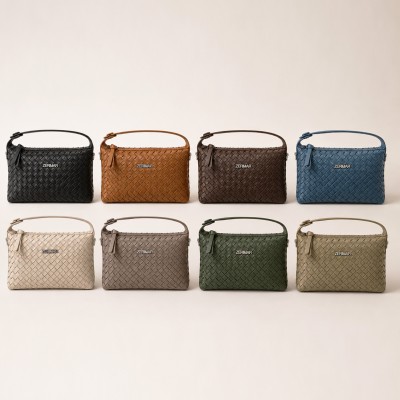 Bolso doble asa de piel trenzado 25x17x9 cm