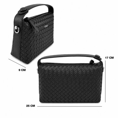 Bolso doble asa de piel trenzado 25x17x9 cm