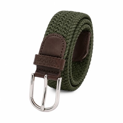 Cinturón trenzado elástico con detalles en piel SOLID