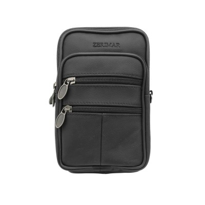 Bolso bandolera de piel con asa y para cinturón 10x8 cm
