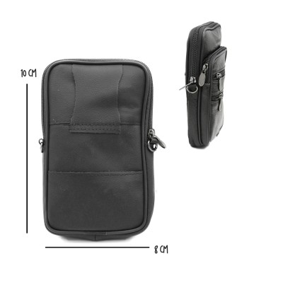 Bolso bandolera de piel con asa y para cinturón 10x8 cm