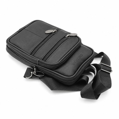 Bolso bandolera de piel con asa y para cinturón 10x8 cm