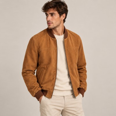 Bomber para hombre en piel de ante JEREZ