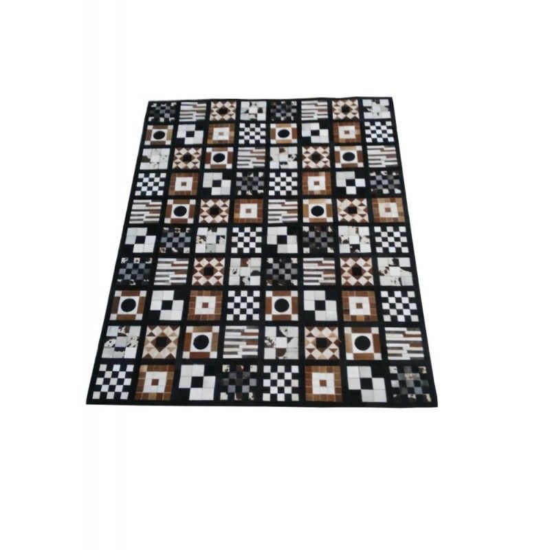 Cowhide Area Rug Patchwork, 95x119 in, Area Rugs Living Room