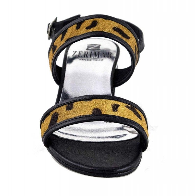 Sandalias de piel animal print con tacon