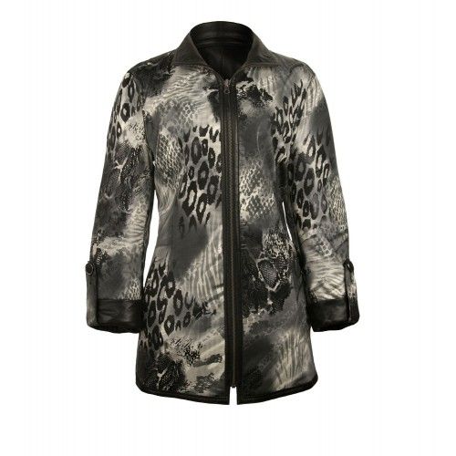 Chaqueta reversible de cuero larga con cierre de cremallera Zerimar - 5