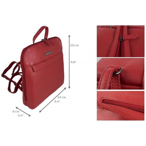 Mochila de piel natural de mujer estilo casual  25x24x6 cm Zerimar - 1