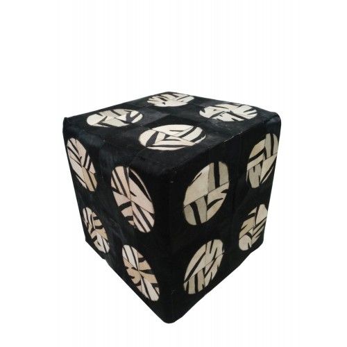 Taburete Puff  forrado en piel de vaca 45x45x45 cm Zerimar - 1