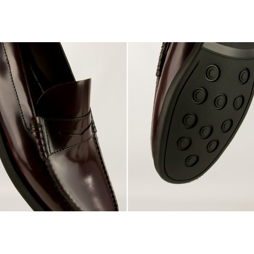 Mocasines burdeos de piel natural con antifaz talla PLUS Zerimar - 1