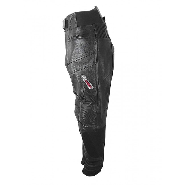 Texpeed Pantalones de cuero moto hombre - Con armadura protectores de quita  y pon CE (EN 1621-1) RS - Negro - (L Cintura/Pierna Regular)