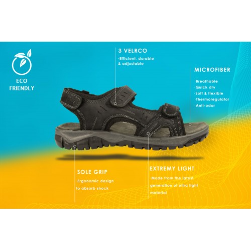 Sandalias de piel STONE con cierre de velcro Zerimar - 3