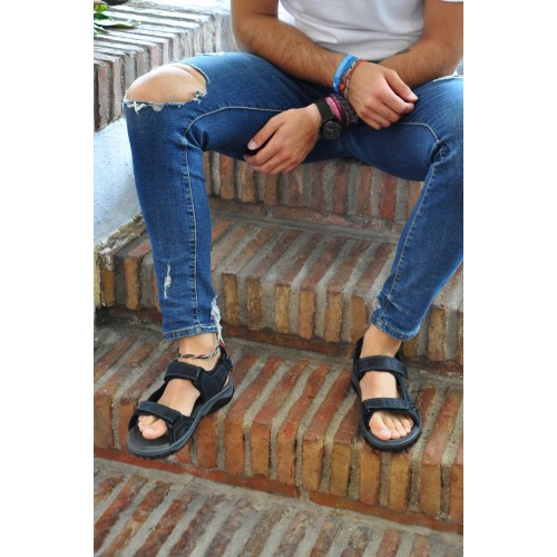 Sandalias de piel STONE con cierre de velcro Zerimar - 3