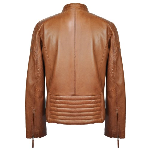 Cazadora de piel con cremalleras modelo GEORGE