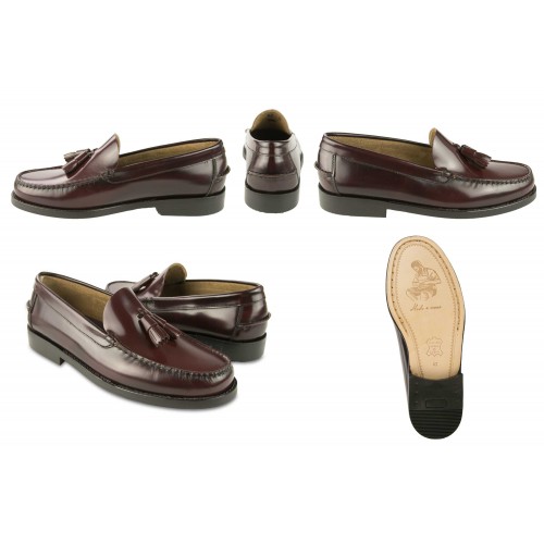 Mocasines de hombre con borlas y suela de cuero