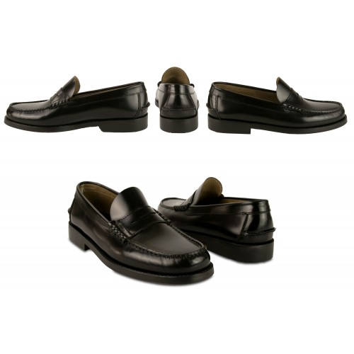 Mocasines negros de piel natural con antifaz TALLA PLUS Zerimar - 3