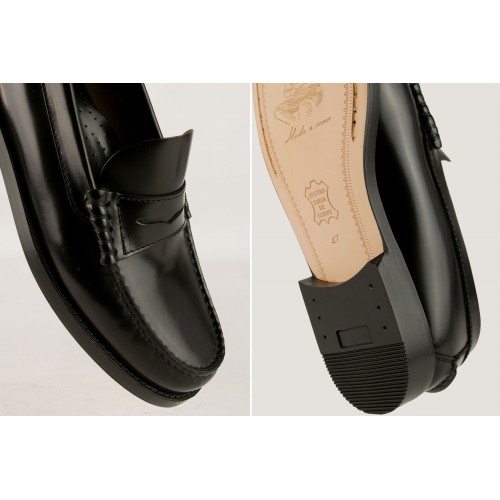 Mocasines negros de piel natural con antifaz TALLA PLUS Zerimar - 3